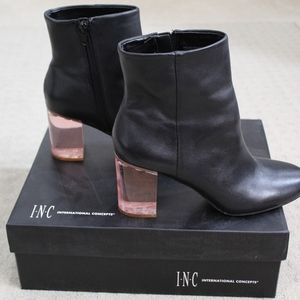 INC GEORGIEE BLACK ANKLE BOOTIES